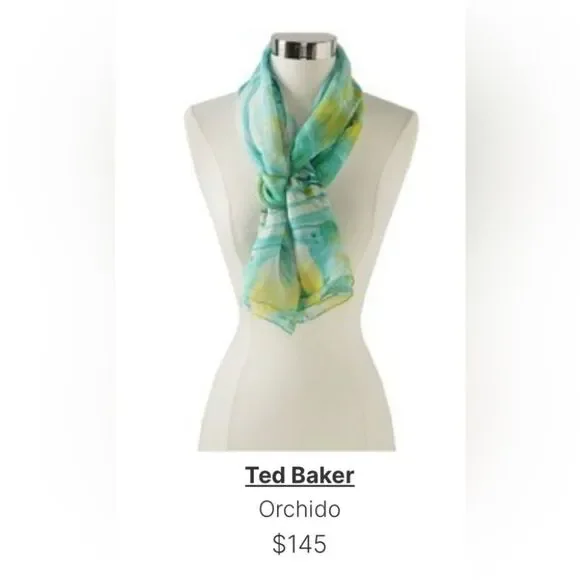 TED BAKER LONDON - ‘Orchido’ mint orchid print scarf - Picture 1 of 3